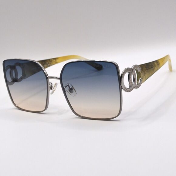 Chanel Women’s Square Sunglasses Blue Gradient Silver Metal 50-20-151